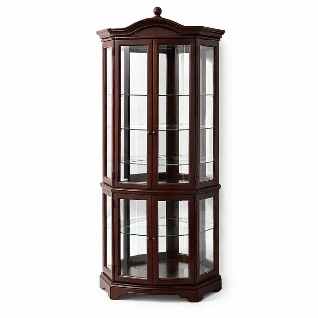 Display cabinet Mahogany Corner with Glass Shelves-SOFOLUXE