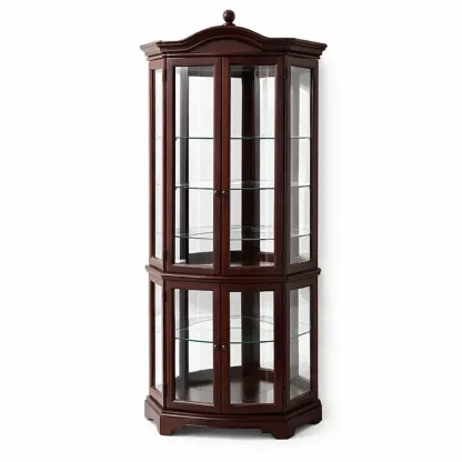 Display cabinet Mahogany Corner with Glass Shelves-SOFOLUXE