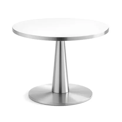 Dining table Round Metal with White Top, Diameter 100cm, Height 75cm-SOFOLUXE