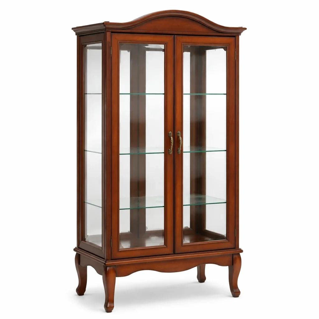 Display cabinet Wooden with Tempered Glass Doors and Shelves-SOFOLUXE