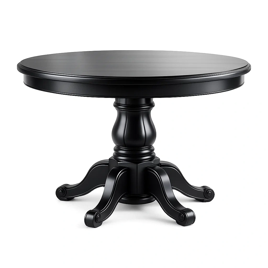 Dining table Round Black Wood-SOFOLUXE