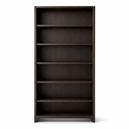 Dark Brown Wooden Bookshelf with Six Shelves