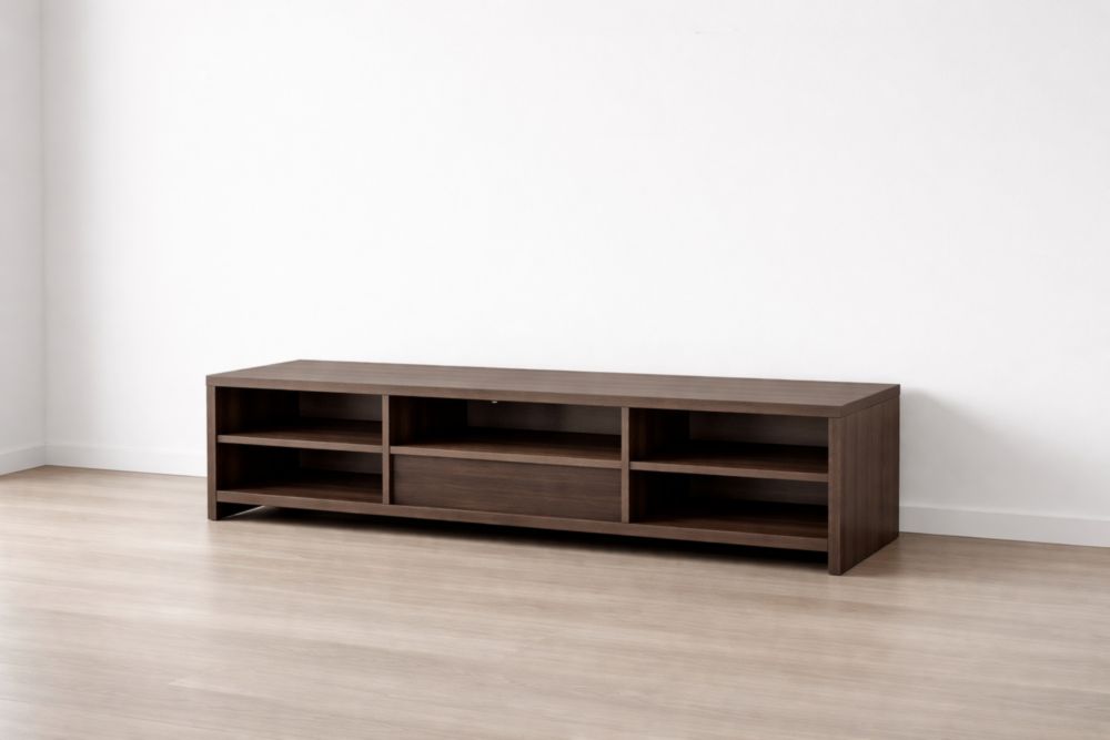 Wood TV Stand with Open Storage Shelves