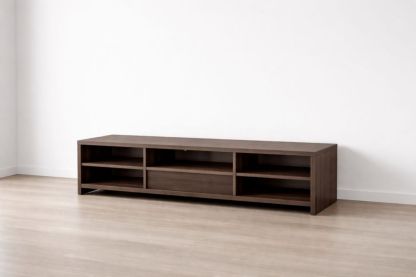 Wood TV Stand with Open Storage Shelves