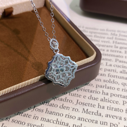 Rose Cut Zirconia Pendant Necklace - Floral Radiance