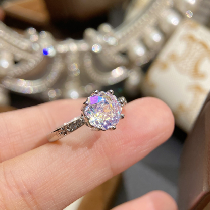 Rose Cut Zirconia Open Ring - Octagonal