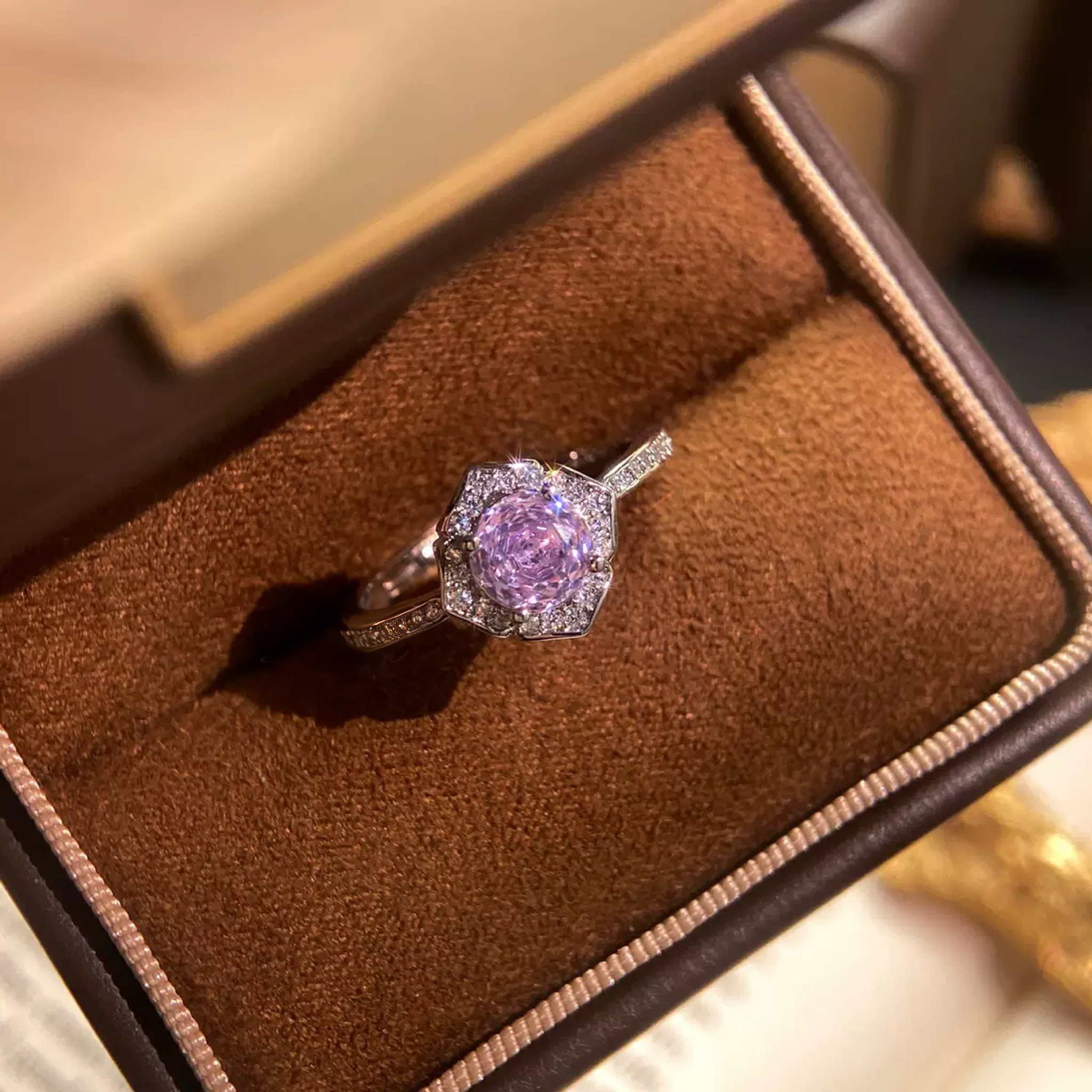 Rose Cut Zirconia Open Ring - Petal