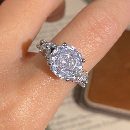 Rose Cut Zirconia Open Ring - Ribbon