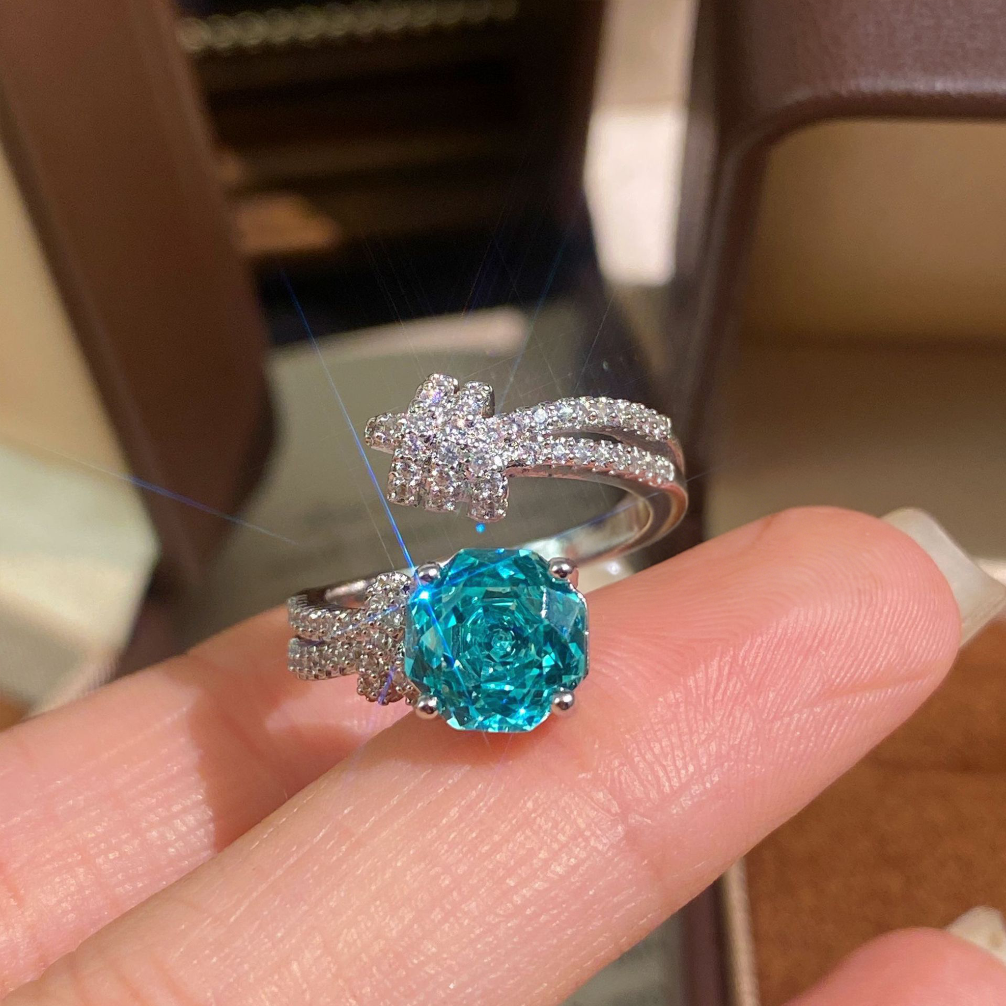 Rose Cut Zirconia Open Ring - Meteor