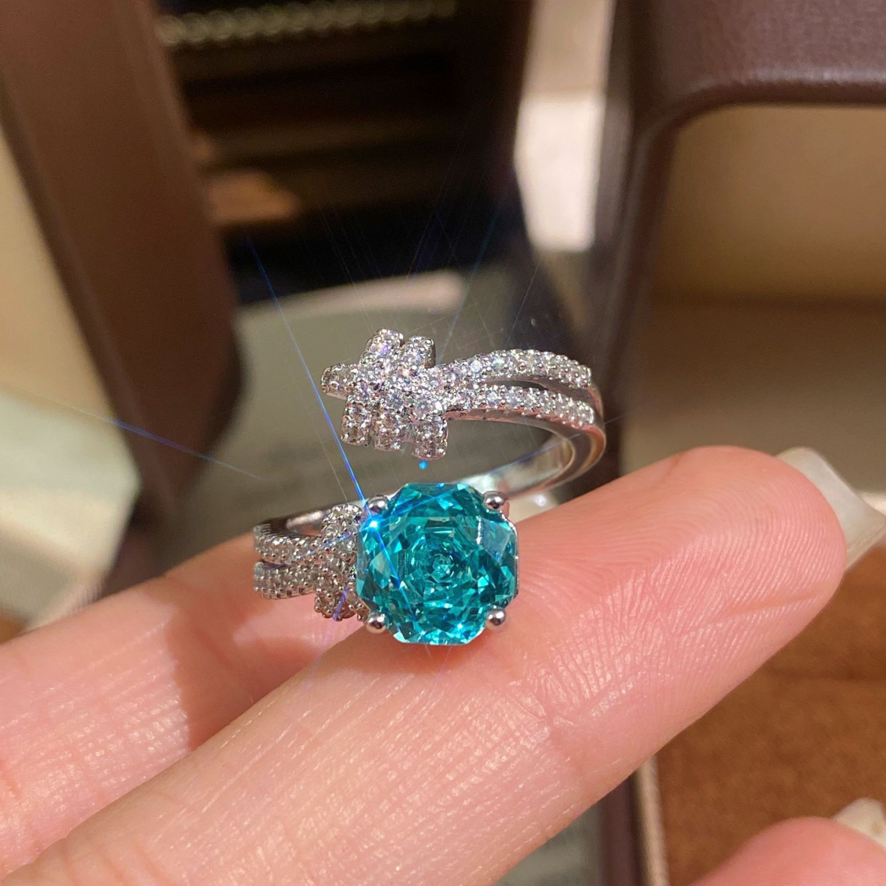 Rose Cut Zirconia Open Ring - Meteor