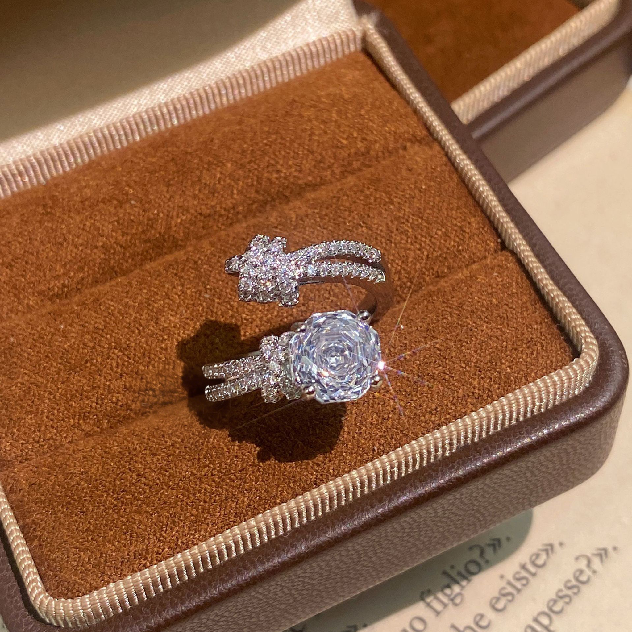 Rose Cut Zirconia Open Ring - Meteor