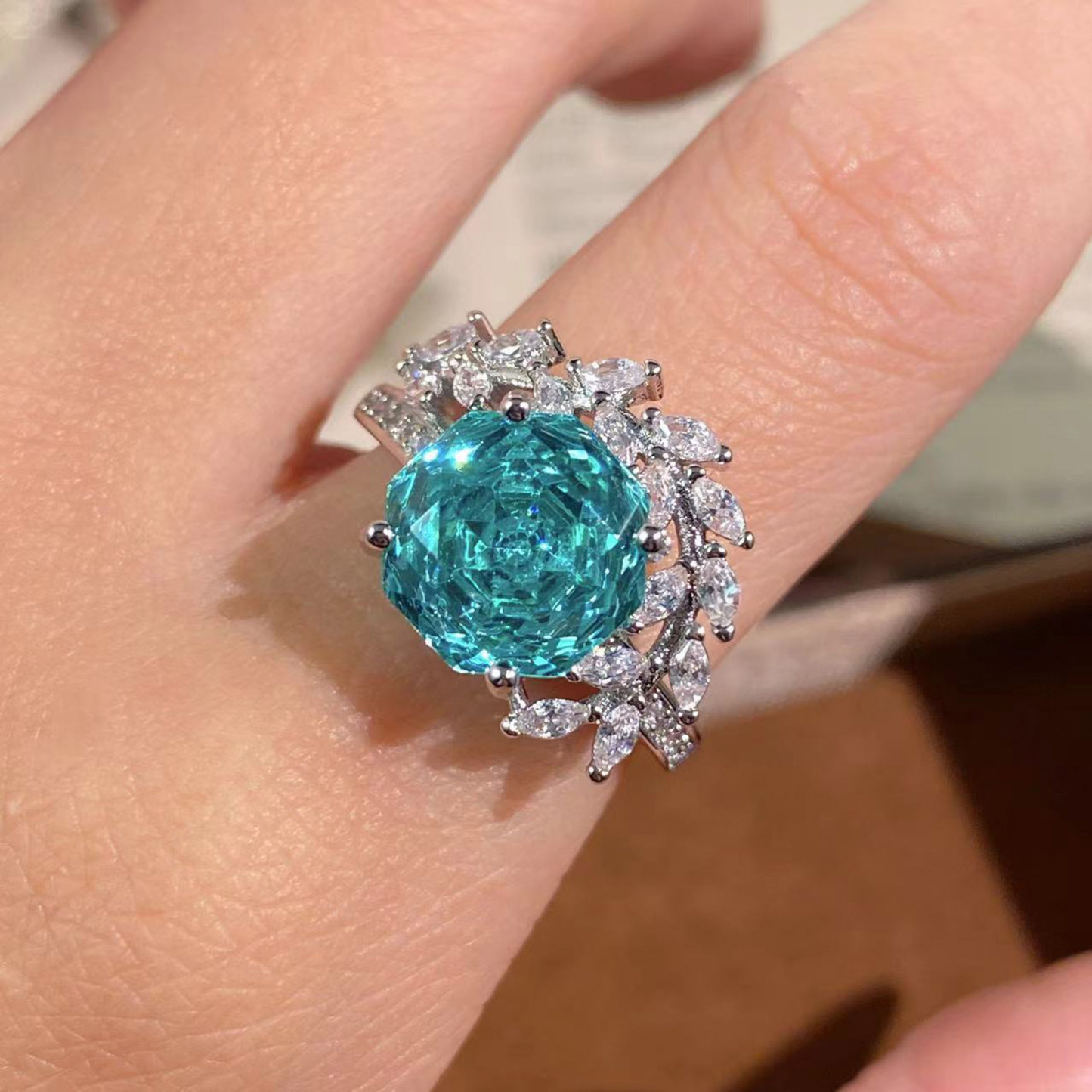 Rose Cut Zirconia Jewelry Set - Floral