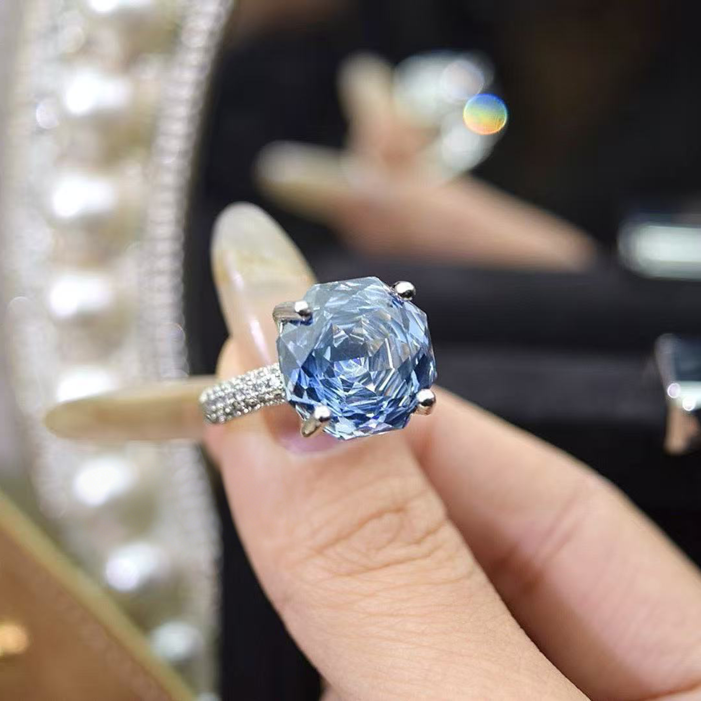 Rose Cut Zirconia Open Ring - Prism