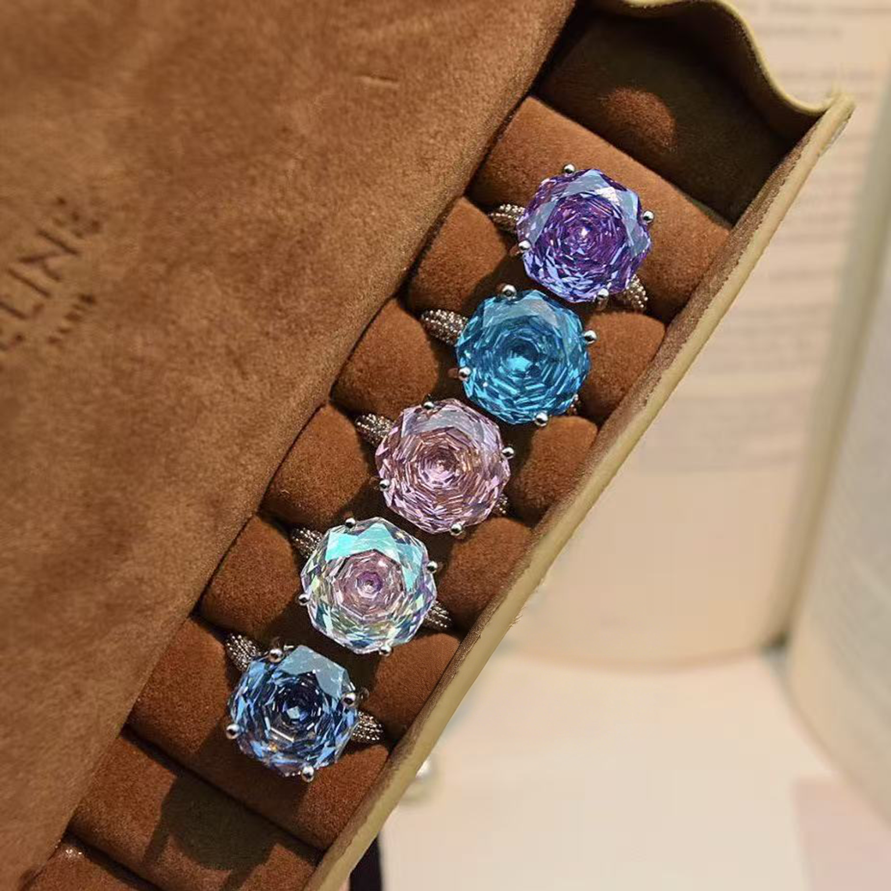 Rose Cut Zirconia Open Ring - Prism