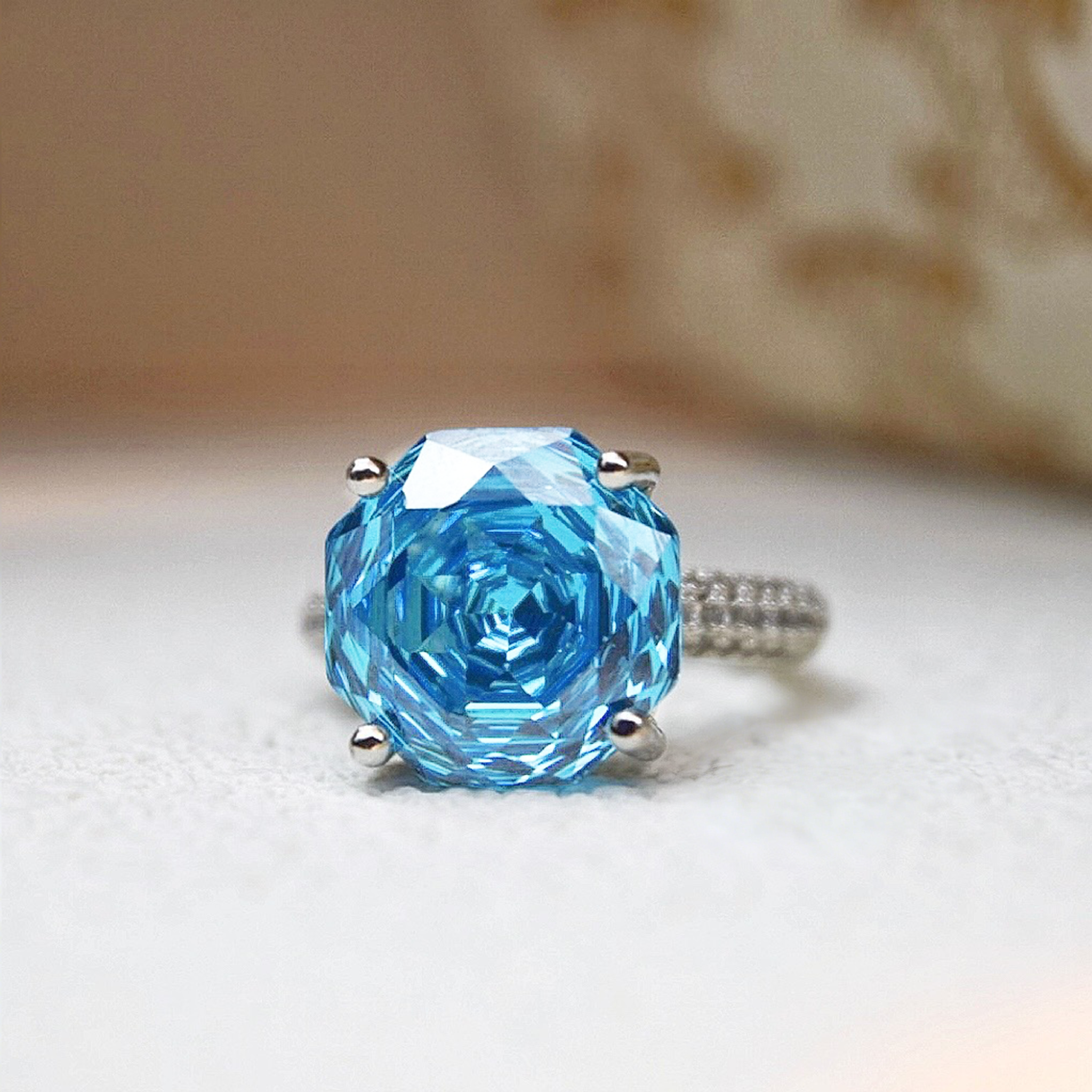 Rose Cut Zirconia Open Ring - Prism