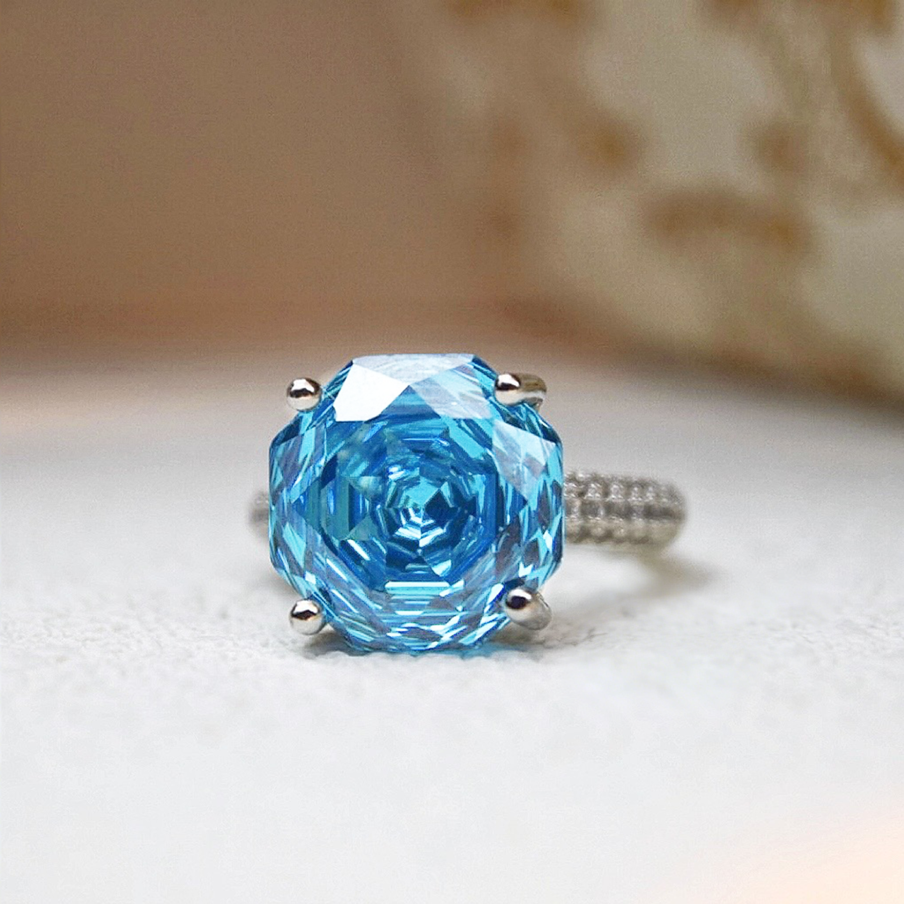 Rose Cut Zirconia Open Ring - Prism