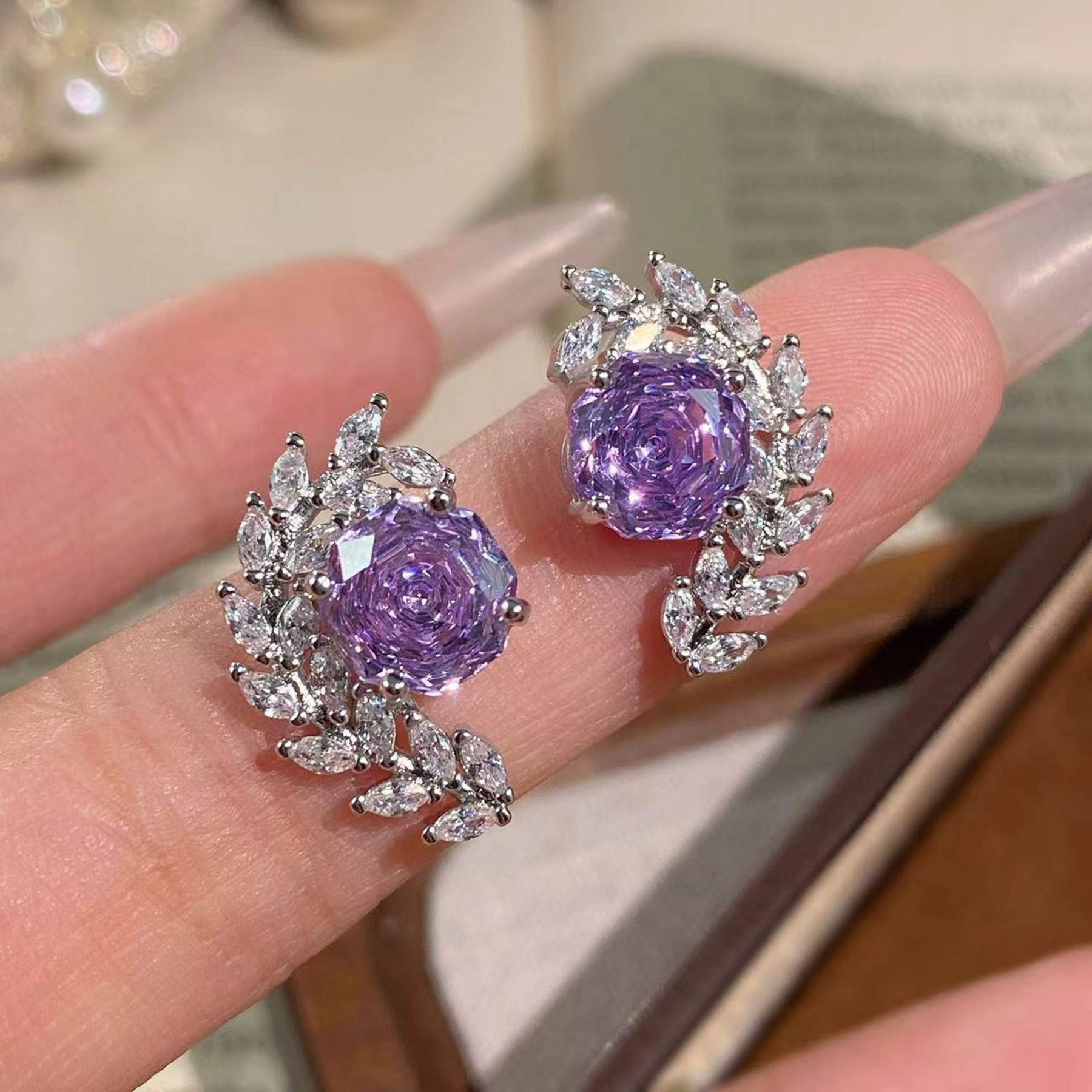 Rose Cut Zirconia Jewelry Set - Floral