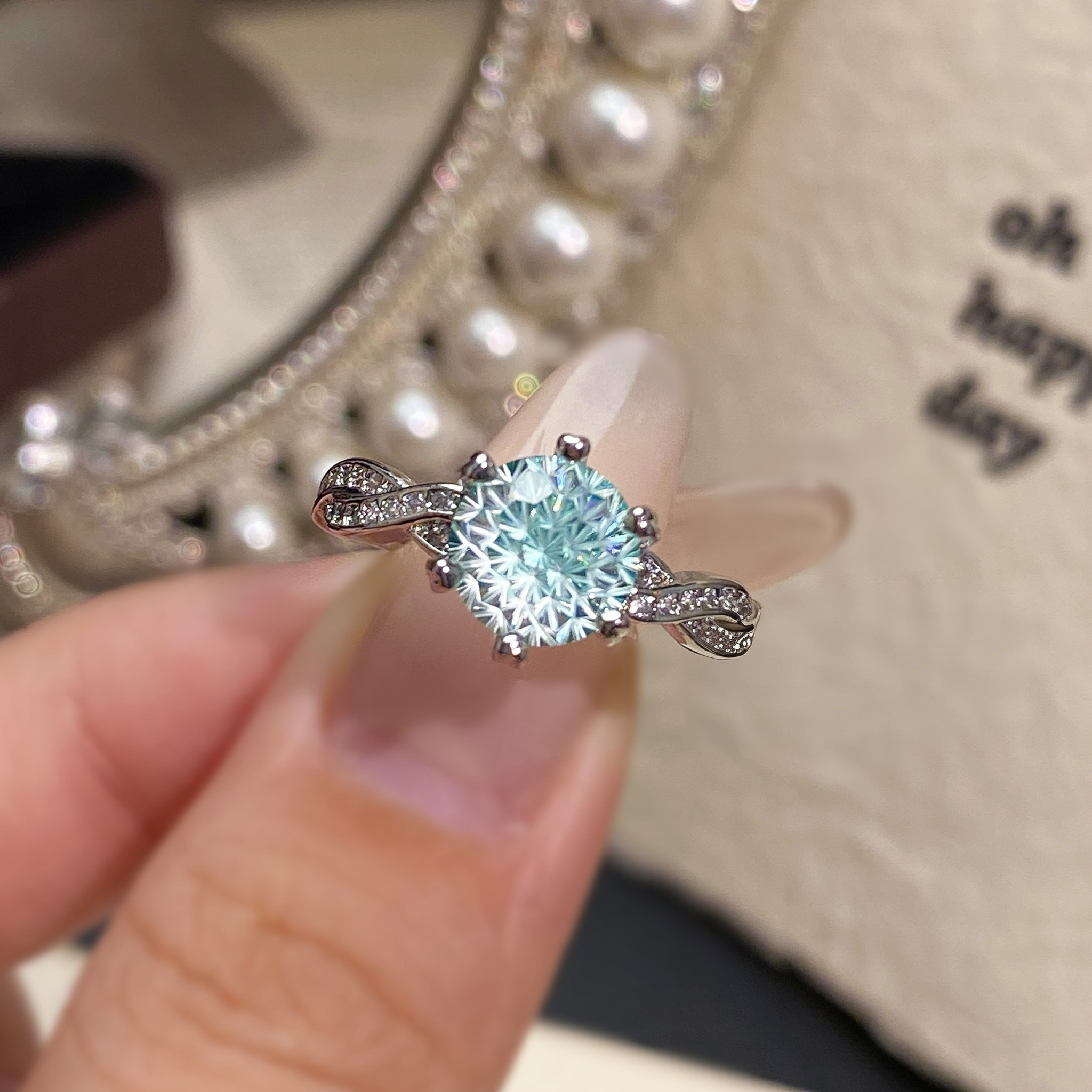 Fireworks Cut Zirconia Open Ring - Waves