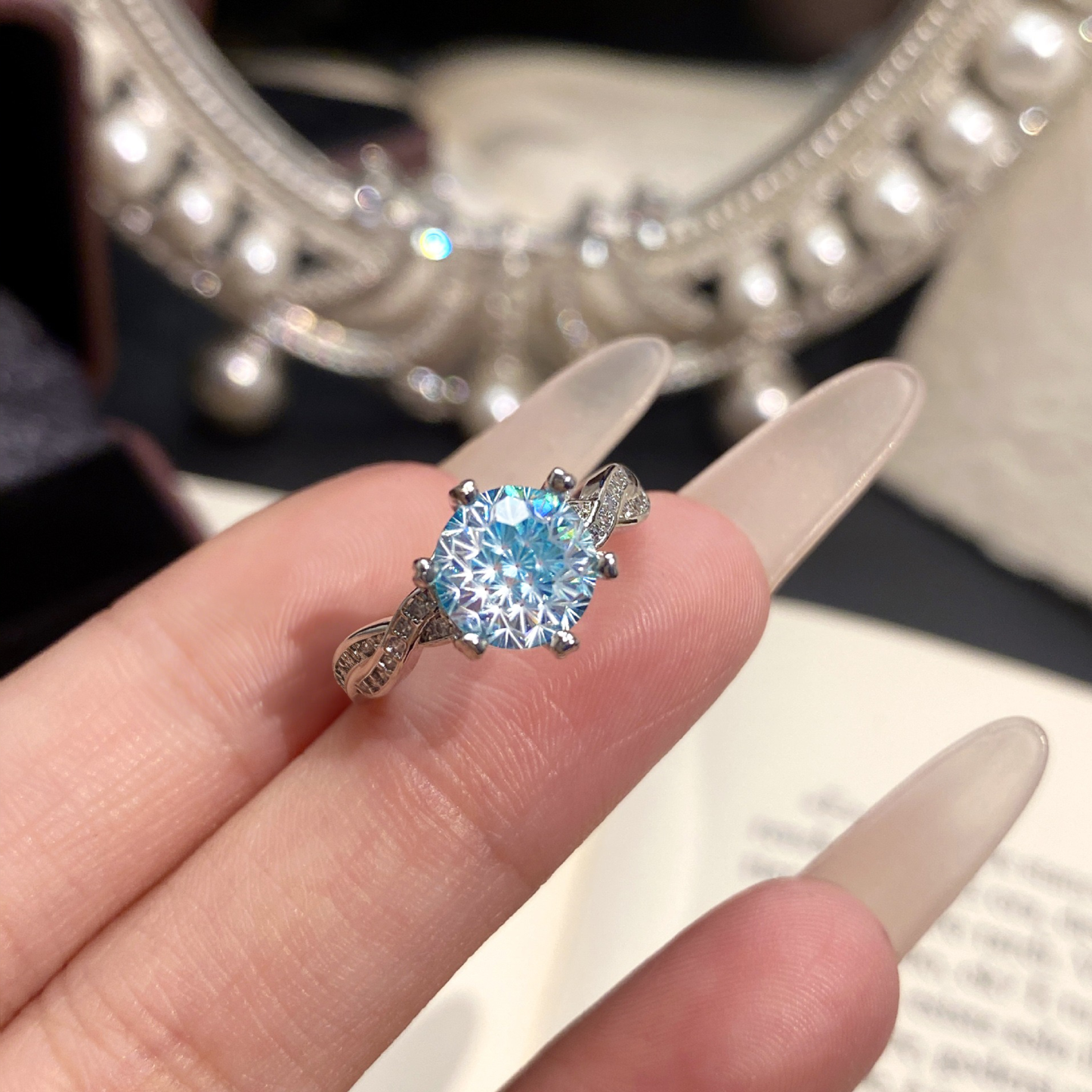 Fireworks Cut Zirconia Open Ring - Waves