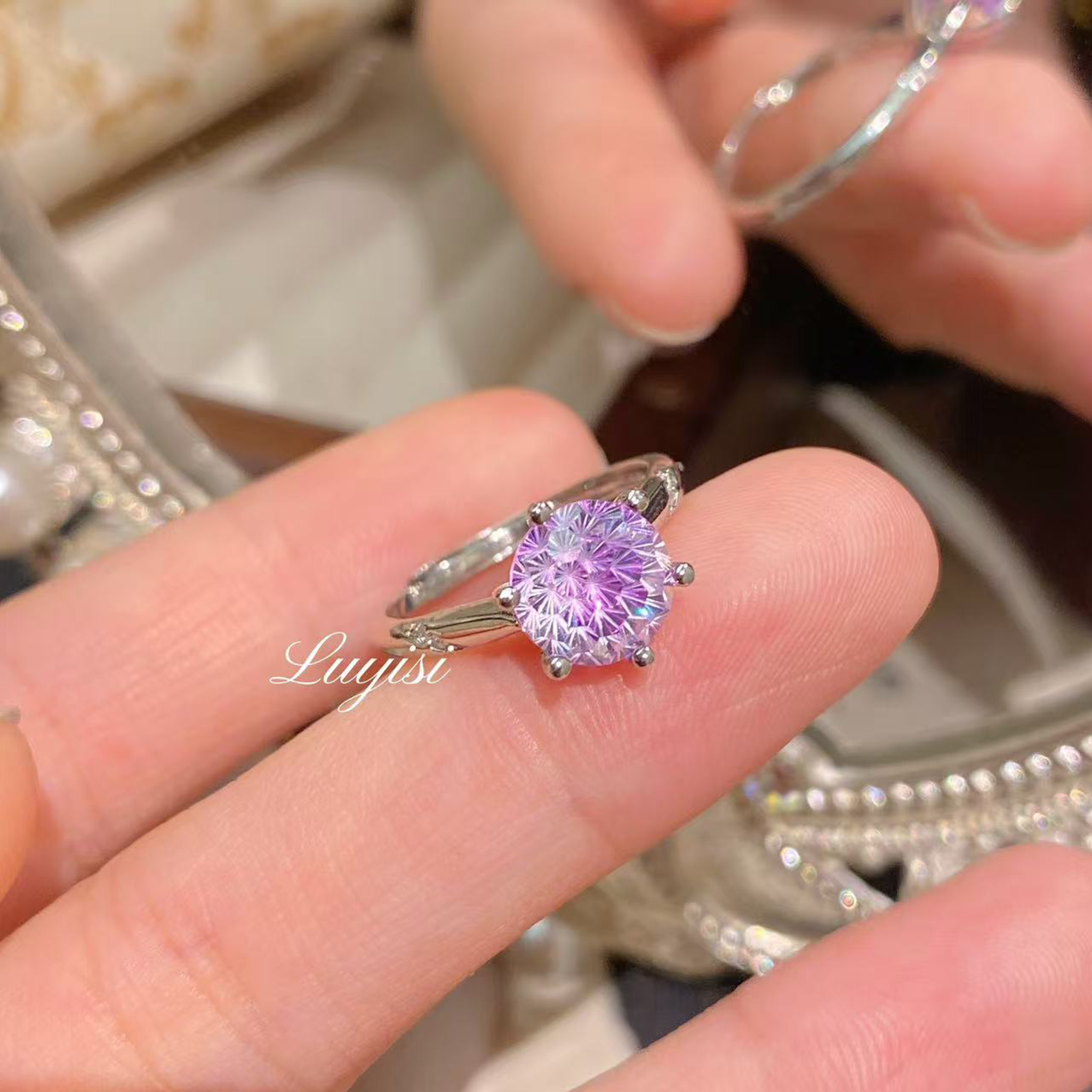 Fireworks Cut Zirconia Open Ring - Sparkle Band