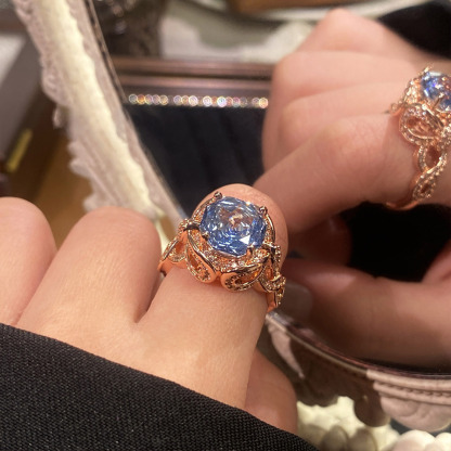 Rose Cut Zirconia Open Ring - Entwined