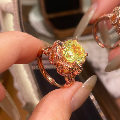 Rose Cut Zirconia Open Ring - Entwined