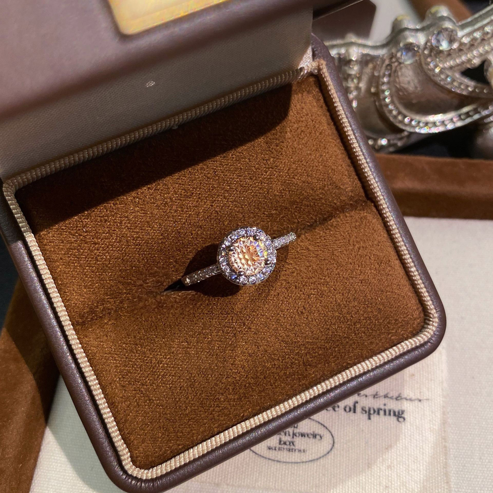 Fireworks Cut Zirconia Open Ring - Classic Halo