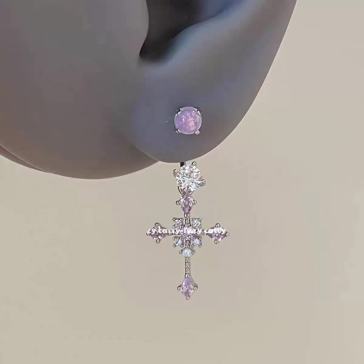 Crystal Cross Drop Earrings