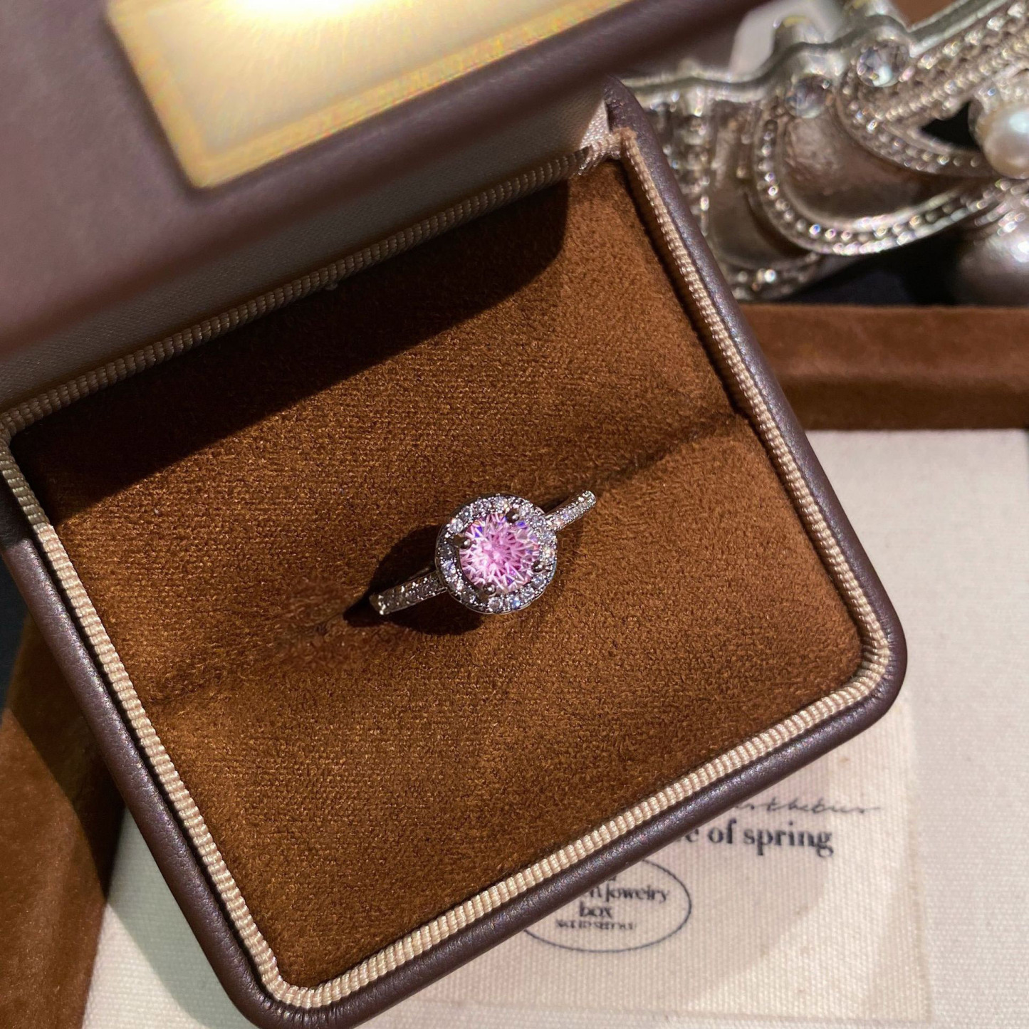 Fireworks Cut Zirconia Open Ring - Classic Halo