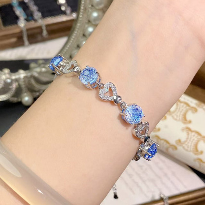 Fireworks Cut Zirconia Chain Bracelet - Heart