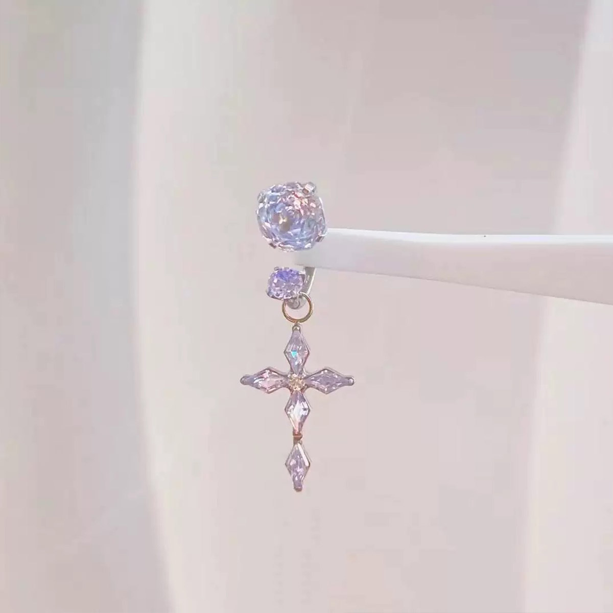 Rose Cut Cross Drop Earrings