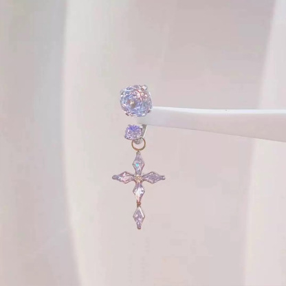 Rose Cut Cross Drop Earrings