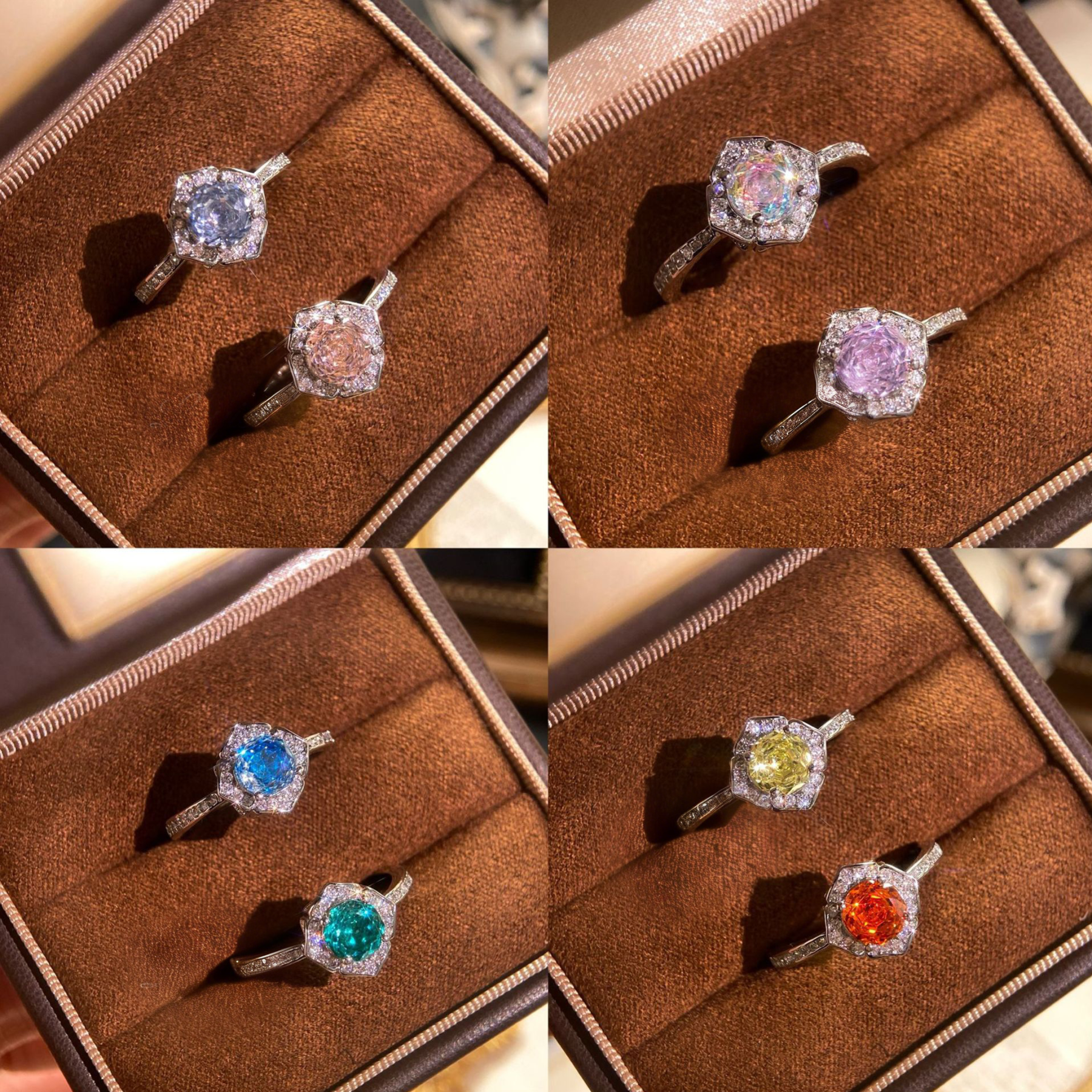 Rose Cut Zirconia Open Ring - Petal