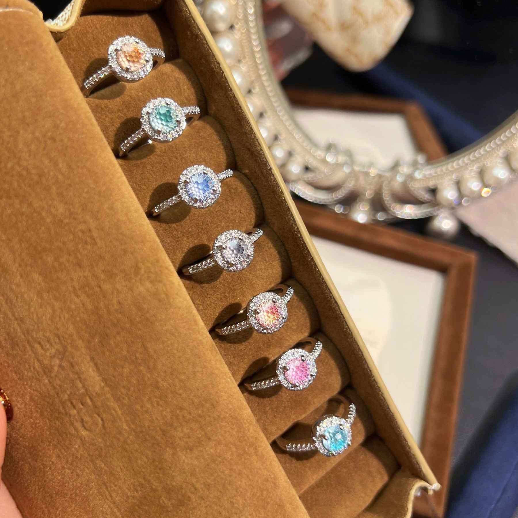 Fireworks Cut Zirconia Open Ring - Classic Halo