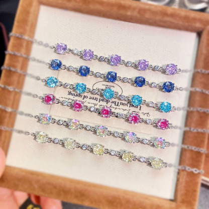 Rose Cut Zirconia Chain Bracelet