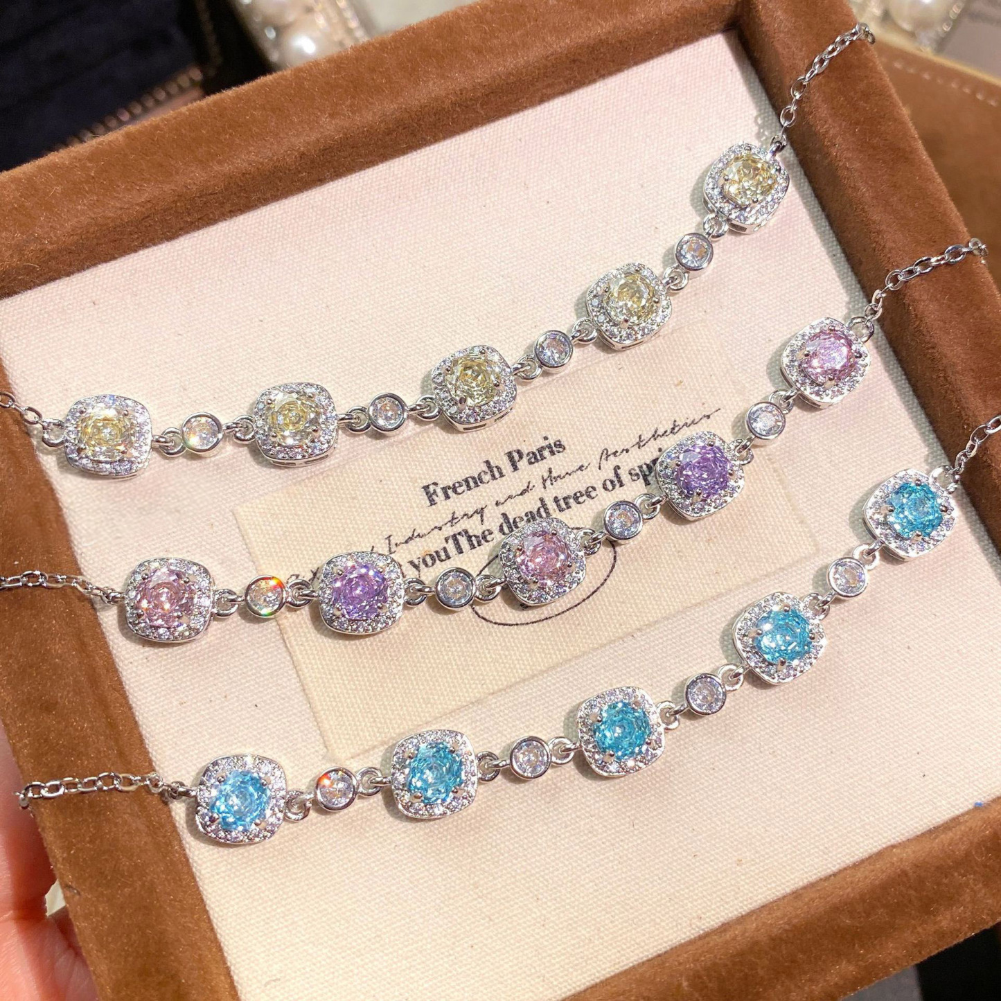 Rose Cut Zirconia Chain Bracelet - Halo