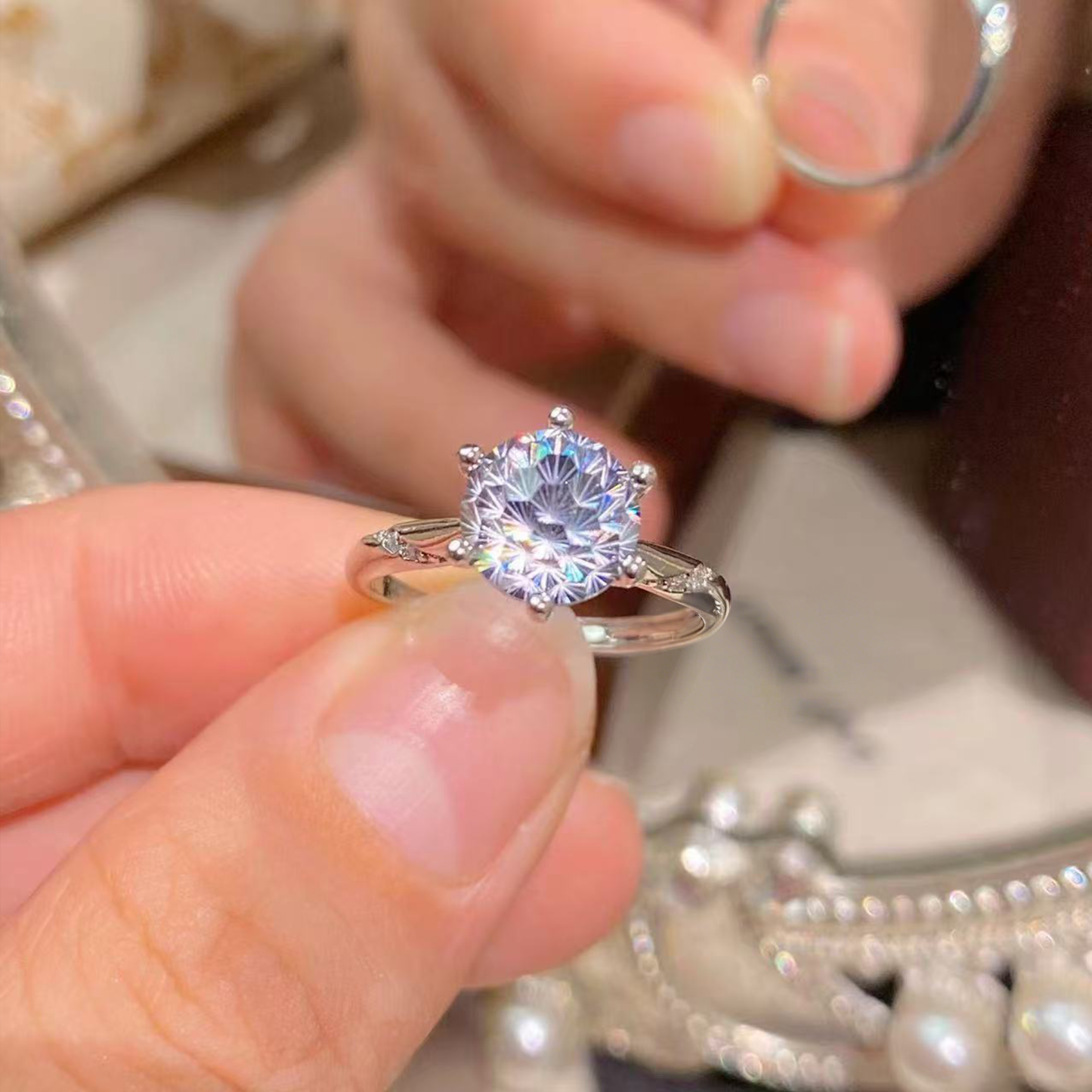 Fireworks Cut Zirconia Open Ring - Sparkle Band