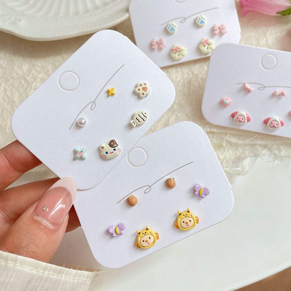 Cute Critters Stud Earrings Set (3 Pairs)
