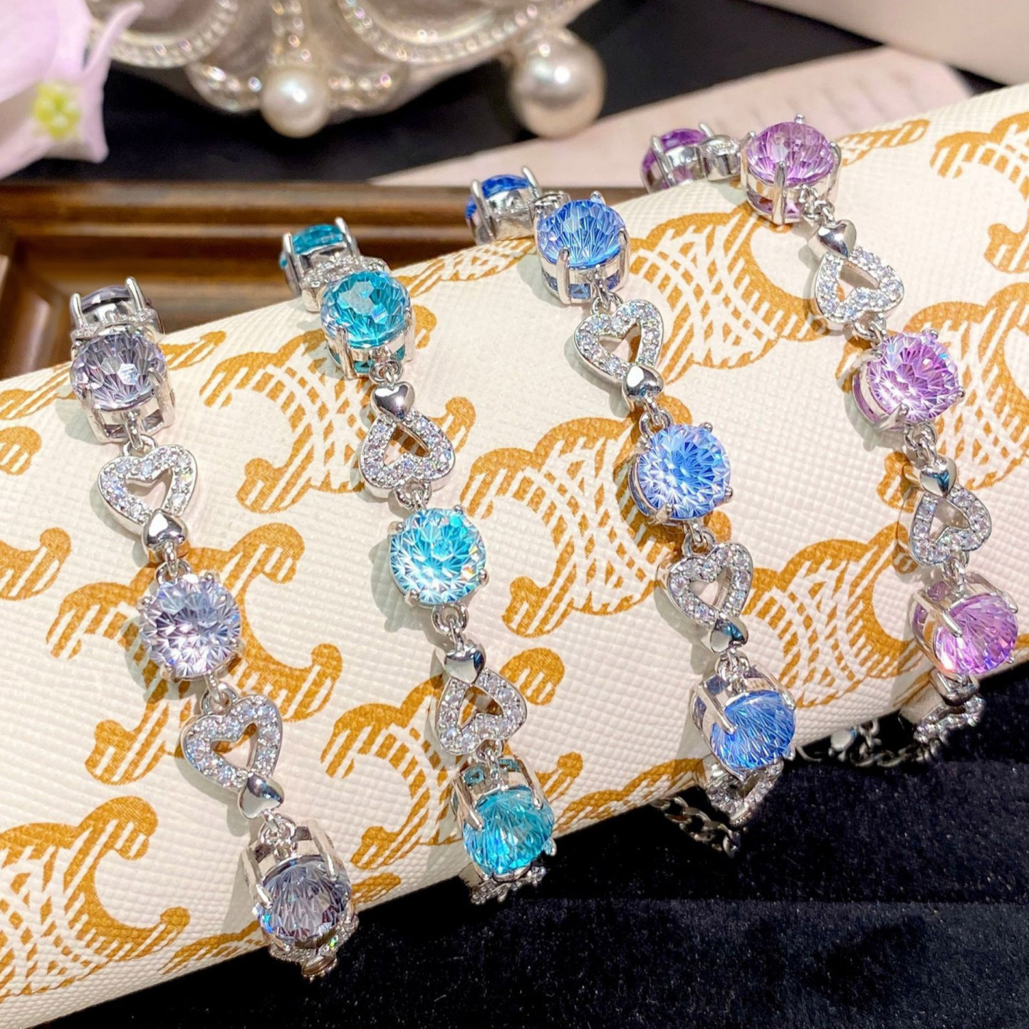 Fireworks Cut Zirconia Chain Bracelet - Heart