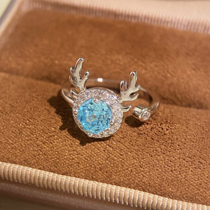 Rose Cut Zirconia Open Ring - Reindeer