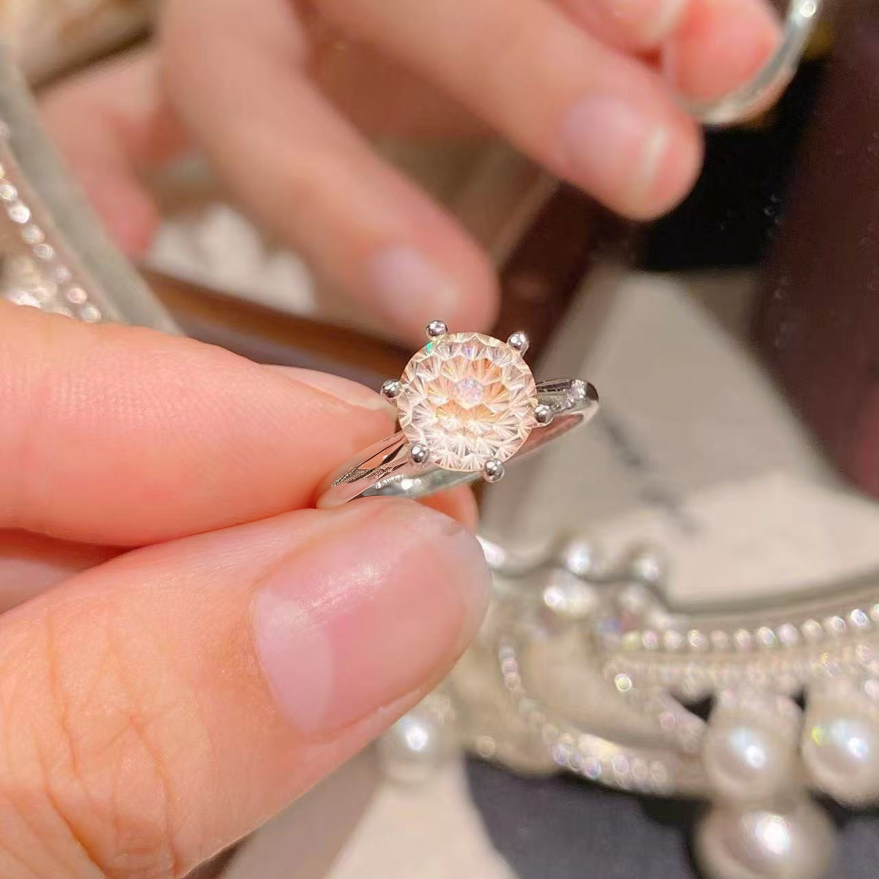 Fireworks Cut Zirconia Open Ring - Sparkle Band