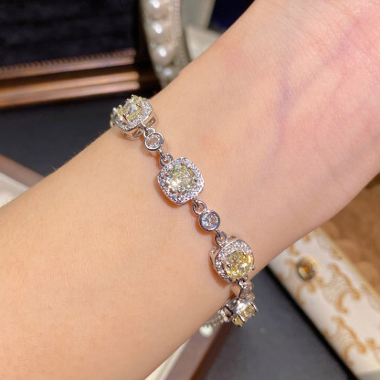 Rose Cut Zirconia Chain Bracelet - Halo