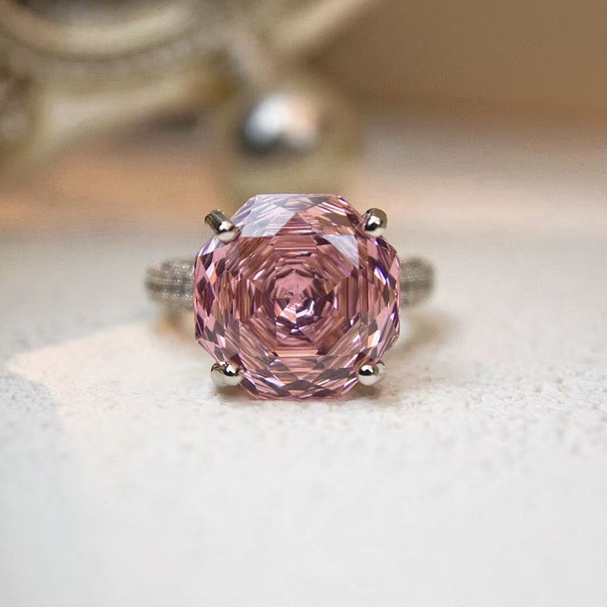 Rose Cut Zirconia Open Ring - Prism