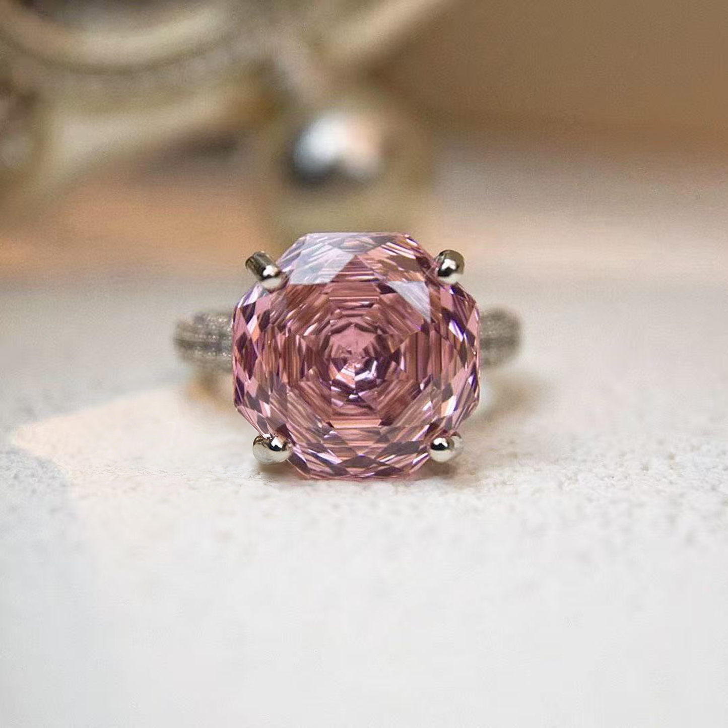 Rose Cut Zirconia Open Ring - Prism