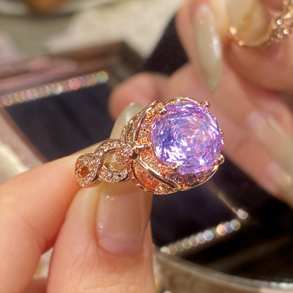 Rose Cut Zirconia Open Ring - Entwined