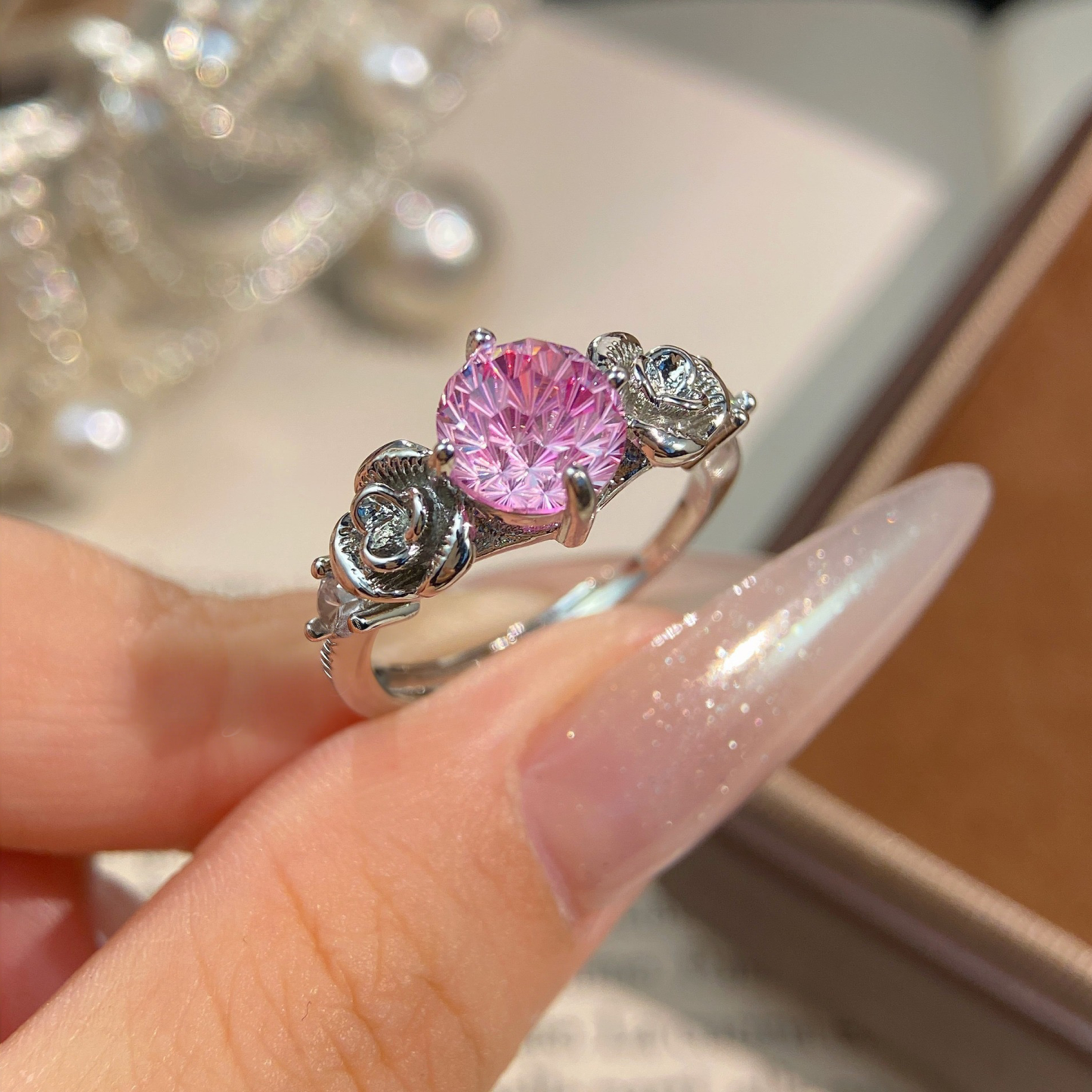 Fireworks Cut Zirconia Open Ring - Blooming Burst