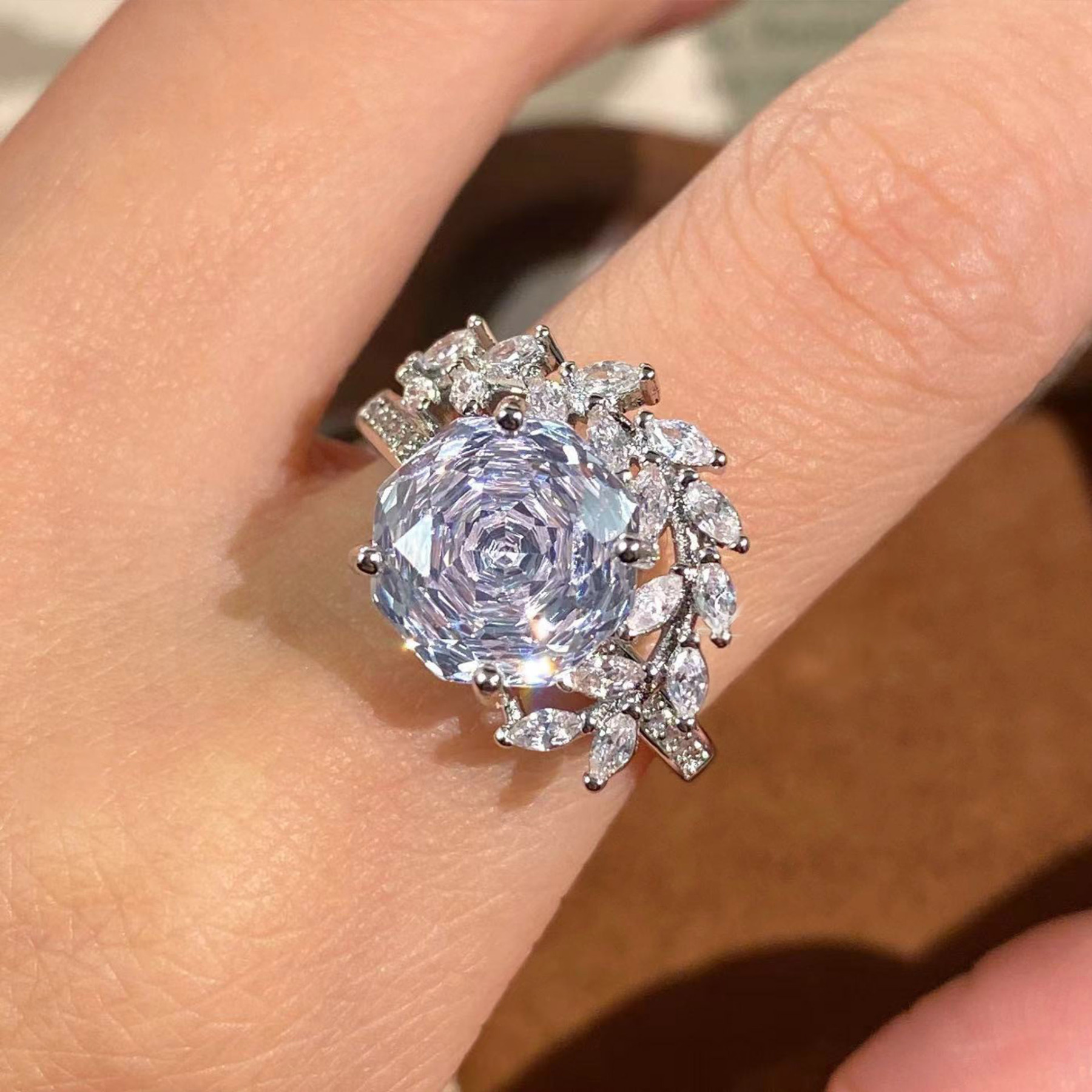 Rose Cut Zirconia Jewelry Set - Floral