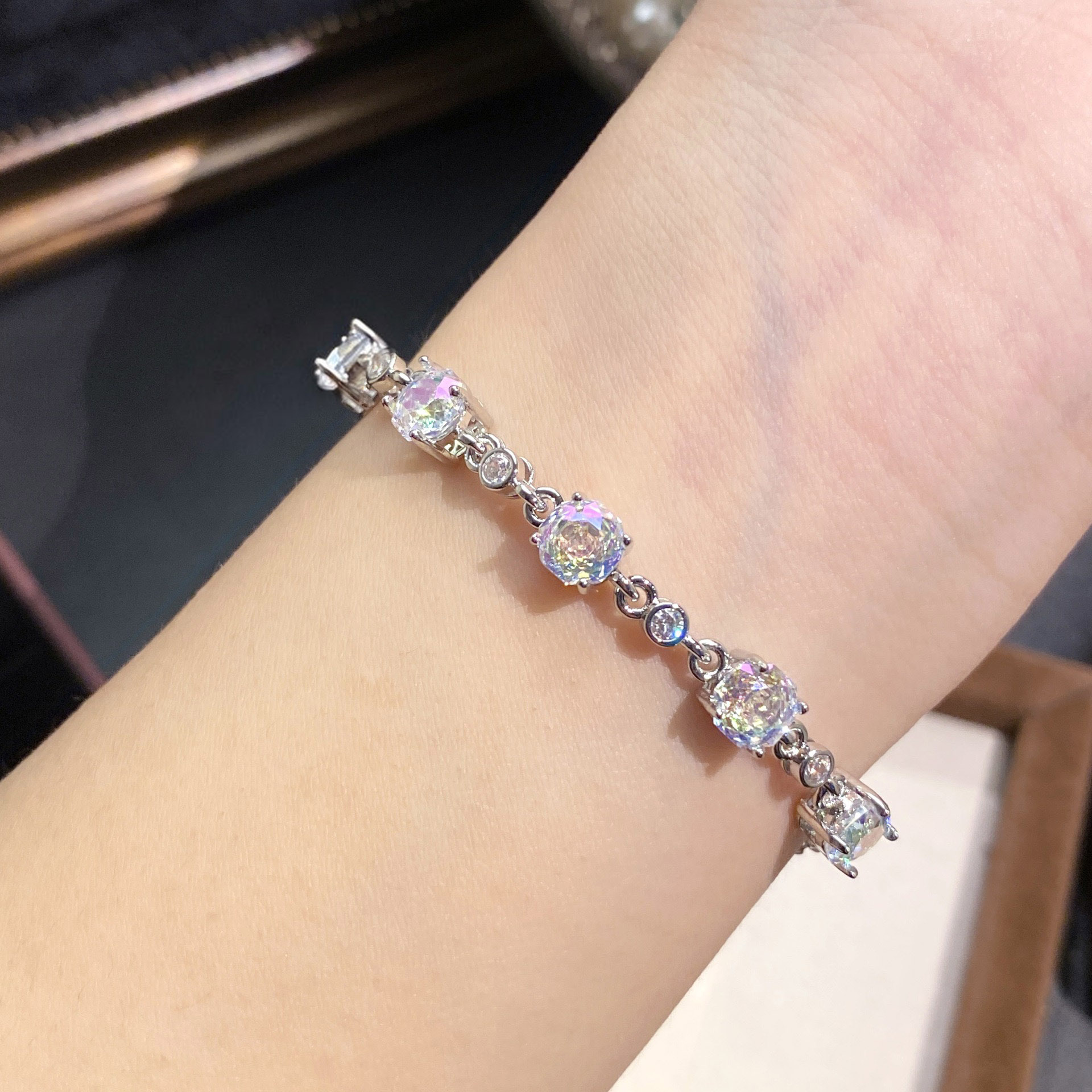 Rose Cut Zirconia Chain Bracelet