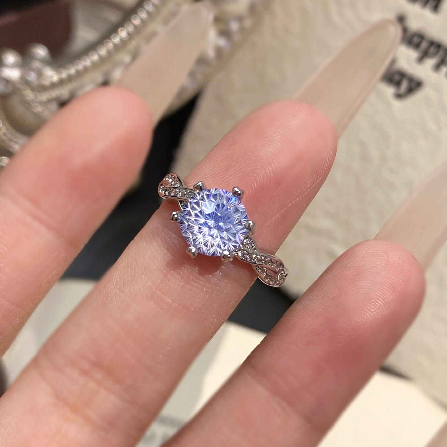 Fireworks Cut Zirconia Open Ring - Waves