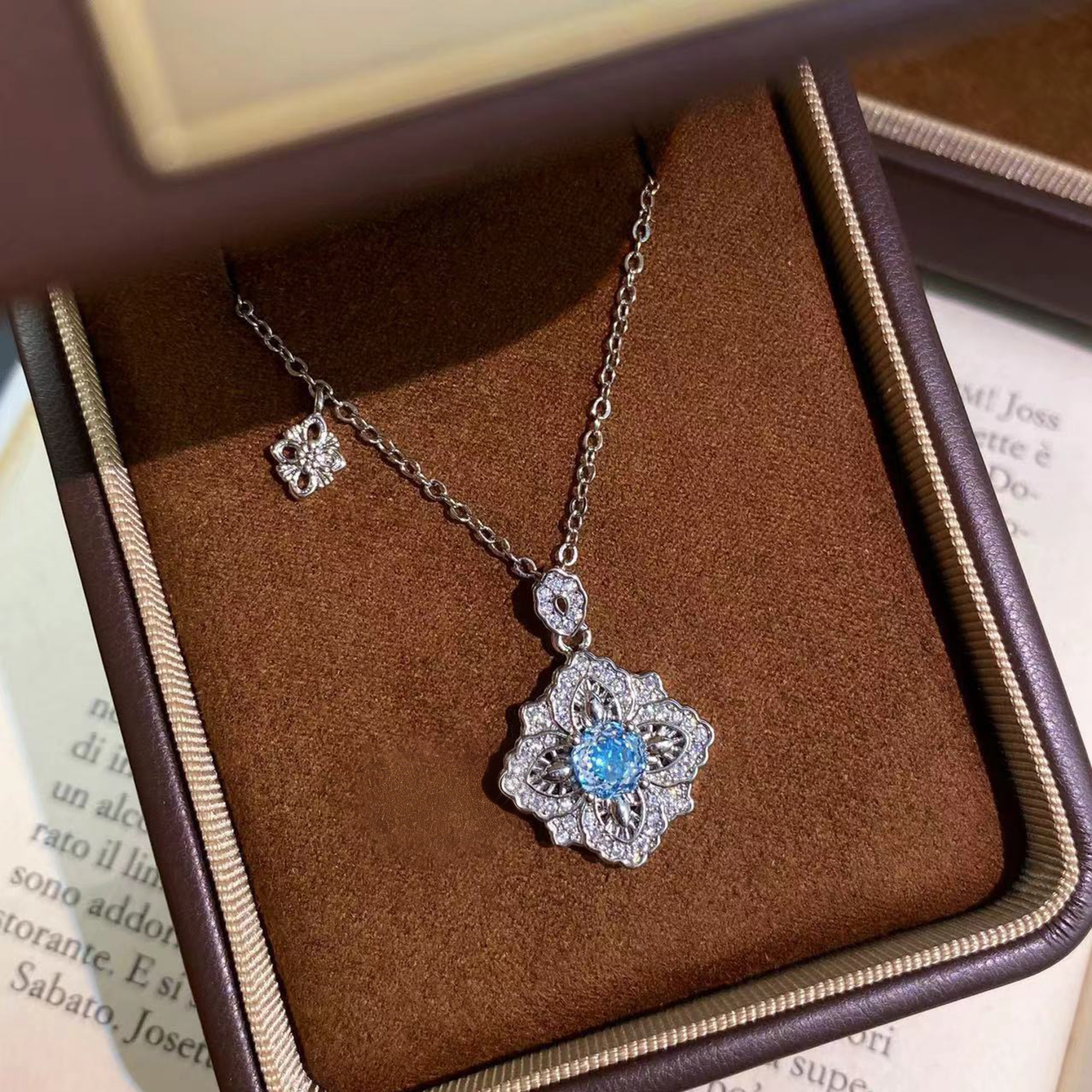 Rose Cut Zirconia Pendant Necklace - Floral Radiance